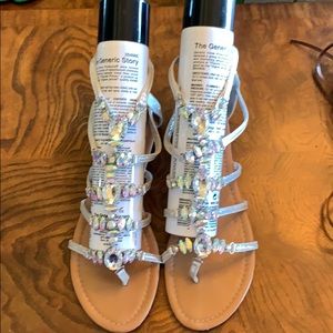 Iridescent Rhinestones Blingy Jesus Sandals